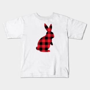 Buffalo Plaid Rabbit (red/black) Kids T-Shirt